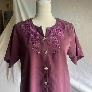 Embroidered Purple Women's Top